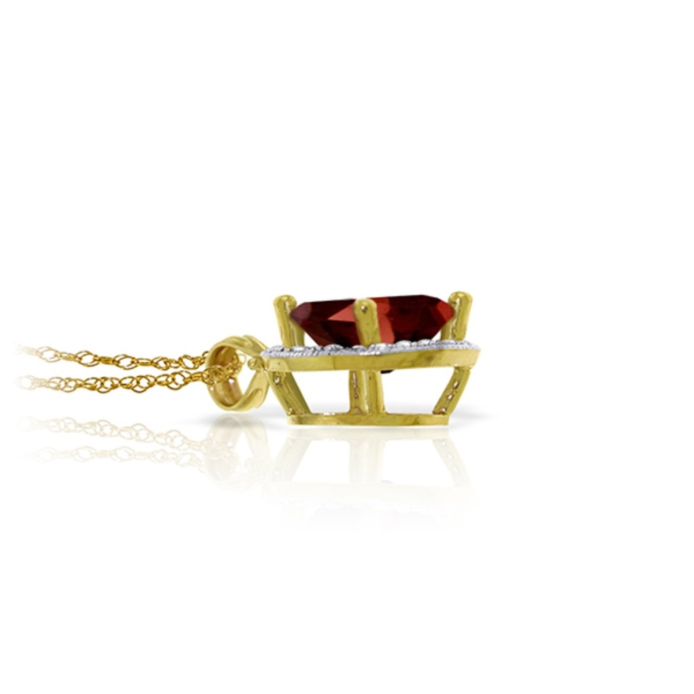 GOLD NECKLACE WITH NATURAL DIAMONDS & GARNET - Picture 2 of 7